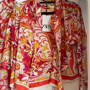 ZARA MICRO PANTS AND SILK CROPPED TOP